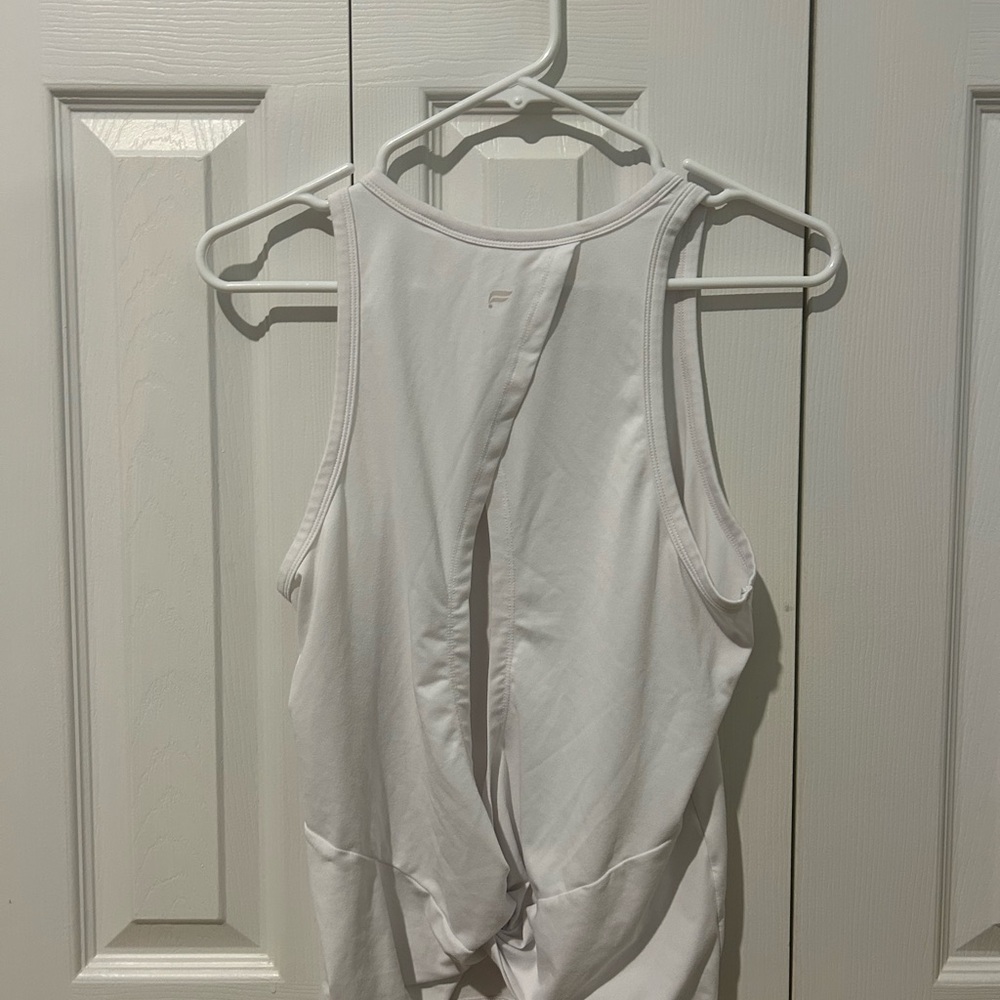 Fabletics White Backless Tie Front Tank Top